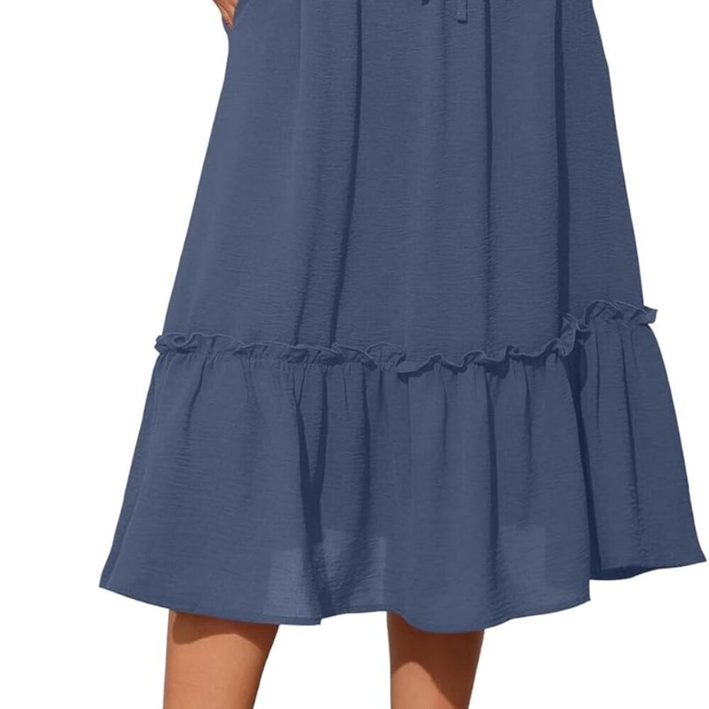 High Waist Tiered Skirts for Women Flowy Skirts for Women Below Knee with Pocket